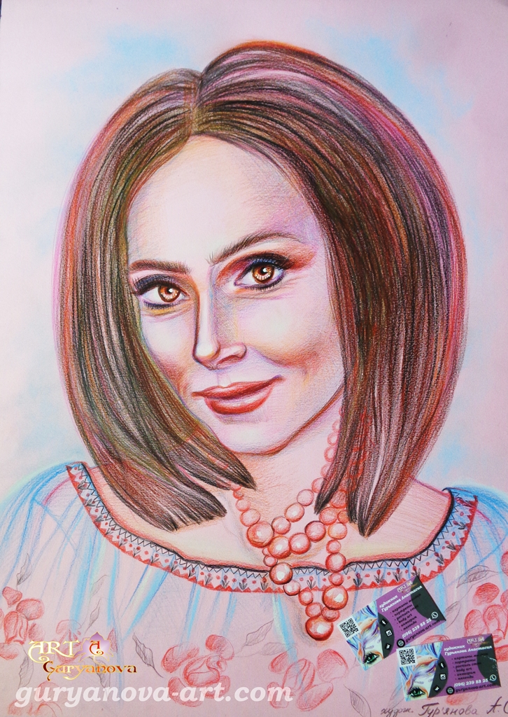drawings, portrait with crayons, pastel, crayons, watercolor