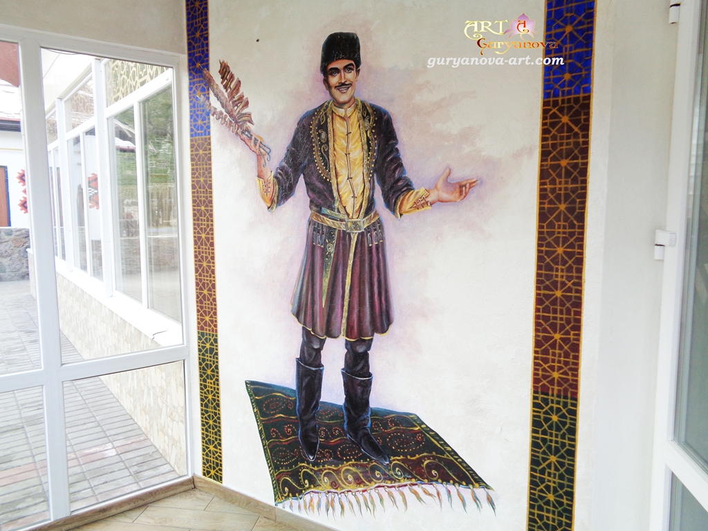 Роспись стены в кафе "Анталия" Азербайджанская кухня в городе Черкассы