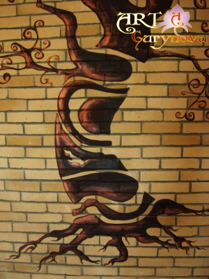 художній розпис стін, картины готельно -ресторанный комплекс Гостиница "Платан" Platan місто Самарканд Узбекистан 